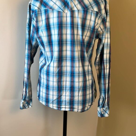Roper Ladies XL Western Style Pearl Snap Plaid Shirt Cowgirl Rodeo Work Wear - Picture 9 of 9